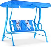 Bol.com COSTWAY Kinderen patio schommelbank schommelstoel kinderen veranda schommel met veiligheidsgordel afneembare luifel scho... aanbieding
