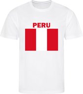Peru - T-shirt Wit - Voetbalshirt - Maat: 146/152 (L) - 11-12 jaar - Landen shirts