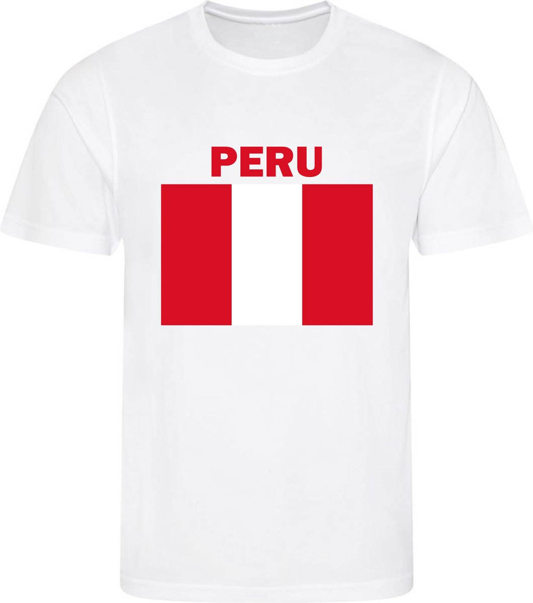 Peru - T-shirt Wit - Voetbalshirt - Maat: S - Landen shirts