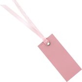Santex cadeaulabels met lintje - set 12x stuks - roze - 3 x 7 cm - naam tags