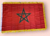 VlagDirect - Luxe Marokkaanse vlag - Luxe Marokko vlag - 90 x 150 cm - Franjes.