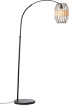 Brillant | Slope arc vloerlamp 1.5m zwart/naturel | 1x A60, E27, 52W, geschikt voor normale lampen (niet meegeleverd)