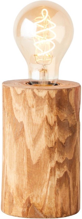 BRILLIANT lamp, Trabo tafellamp 15cm gebeitst grenen, hout, 1x A60, E27, 25W, normale lampen (niet inbegrepen), A++