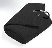 Microfiber Golf handdoek - Plus handige haak - Zwart - Snel drogend - 30cm x 50cm - Golfaccesoires - Golftas/trolley - Microfiber