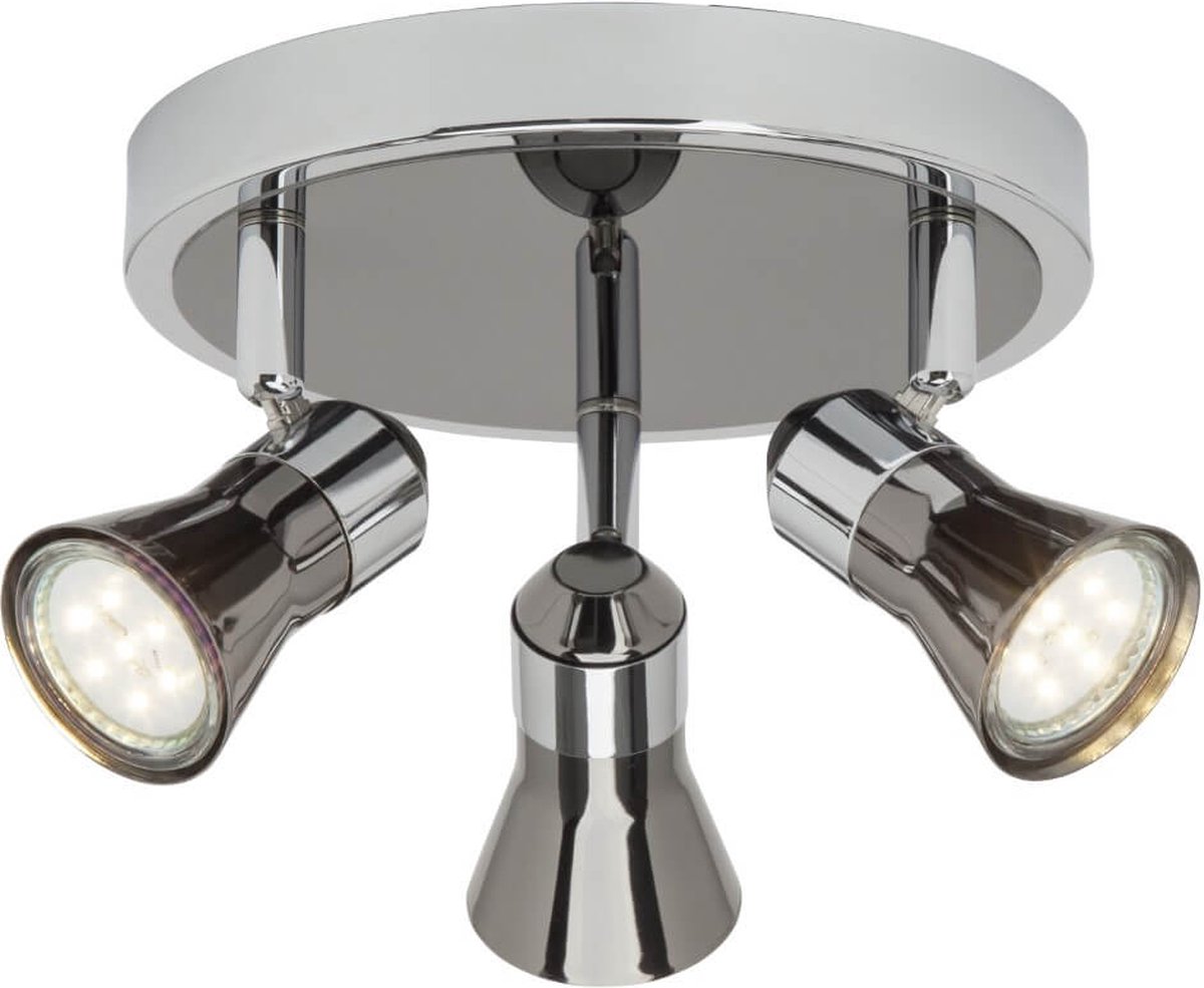 BRILLIANT lampe Jupp LED Spotrondell 3flg chrome / noir, 3x LED-PAR51,  GU10, lampes à