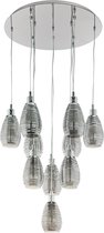 Design videlamp Siracusa 10-lichts nikkel met rookglas