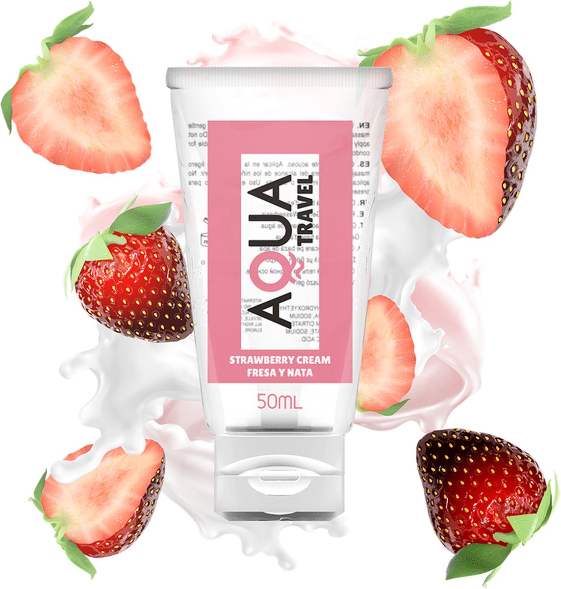 Goedkoopste AQUA TRAVEL | Aqua Travel Strawberry Cream Flavour Waterbased Lubricant - 50 ML