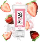 AQUA TRAVEL | Aqua Travel Strawberry Cream Flavour Waterbased Lubricant - 50 ML