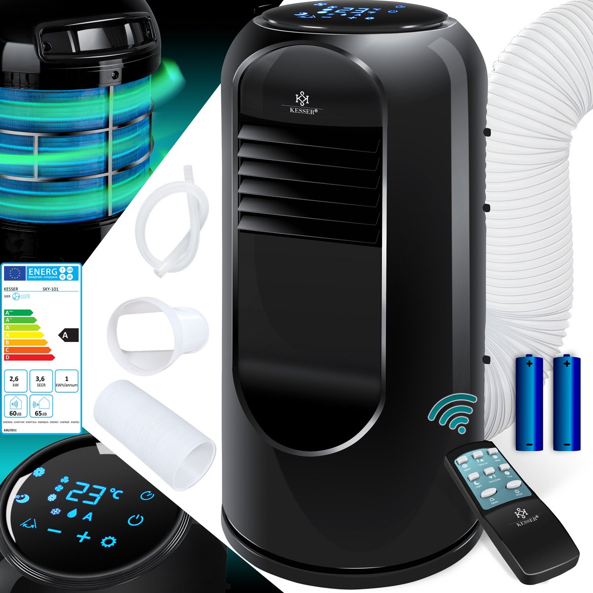 KESSER Airconditioner Mobiele airconditioner Sky Tower 4in1