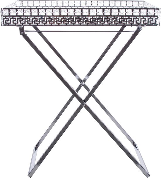 Metalen tafel inklapbaar bijzettafel H ca. H 54 x B 34 x L 46 cm spiegel dienblad theetafel deco design