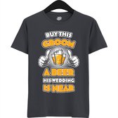 Buy This Groom A Beer | Vrijgezellenfeest Cadeau Man - Groom To Be Bachelor Party - Grappig Bruiloft En Bruidegom Bier shirt - T-Shirt - Unisex - Mouse Grey - Maat M