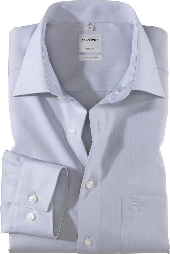 OLYMP Luxor comfort fit overhemd - lichtgrijs - Strijkvrij - Boordmaat: