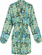 Kimono - Jasje - Bloemen- Kort Model - Blauw/Groen - Maat L