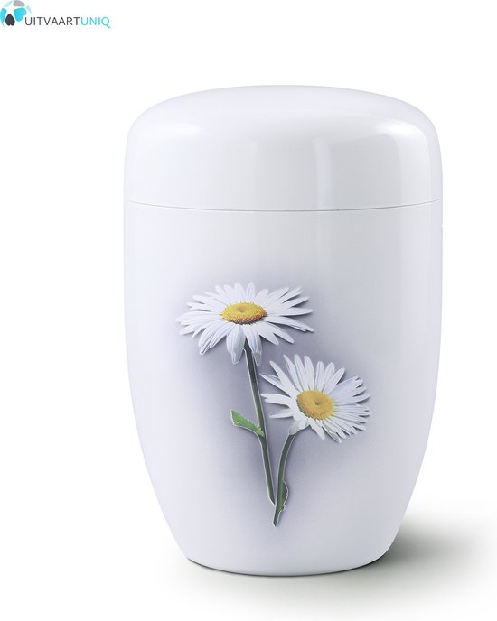 Urn Margrietjes wit - staal