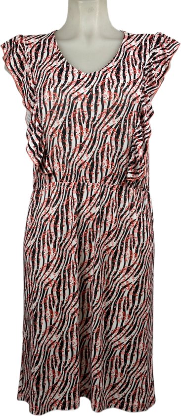 Angelle Milan – Travelkleding voor dames – Rode Zebra Mouwloze Jurk – Ademend – Kreukherstellend – Duurzame jurk - In 4 maten - Maat XL