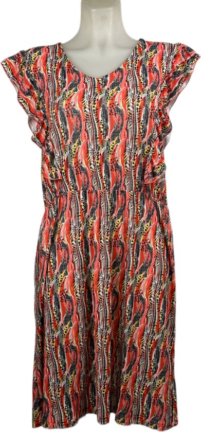 Angelle Milan – Travelkleding voor dames – Rode Print Mouwloze Jurk – Ademend – Kreukherstellend – Duurzame jurk - In 4 maten - Maat XL