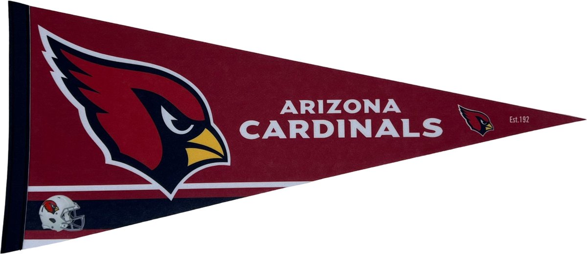 USArticlesEU - Arizona Cardinals - Logo - NFL - Vaantje - American Football - Sportvaantje - Pennant - Wimpel - Vlag - Rood/Geel/Wit - 31 x 72 cm