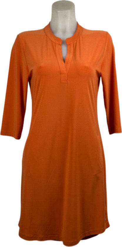 Angelle Milan – Travelkleding voor dames – Oranje Effen Jurk – Ademend – Kreukherstellend – Duurzame jurk - In 5 maten - Maat XXL