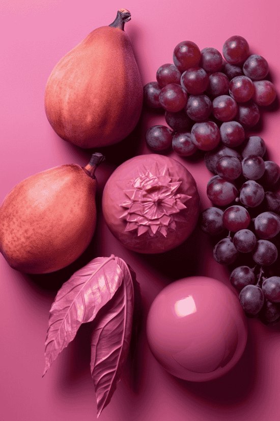 Pink Fruits | Roze fruit poster | Fruit poster | Poster Fruit | Abstracte kunst | Roze poster | Woondecoratie | 51x71cm | YR | Geschikt om in te lijsten