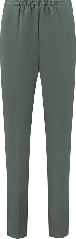 Coraille dames broek, Anke met elastische tailleband, groen, maat 46 (maten 36 t/m 52) stretch, fijne kwaliteit, zonder rits, steekzakken