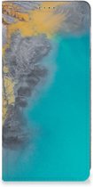 Hoesje Motorola Moto E13 4G Flip Case Marble Blue Gold