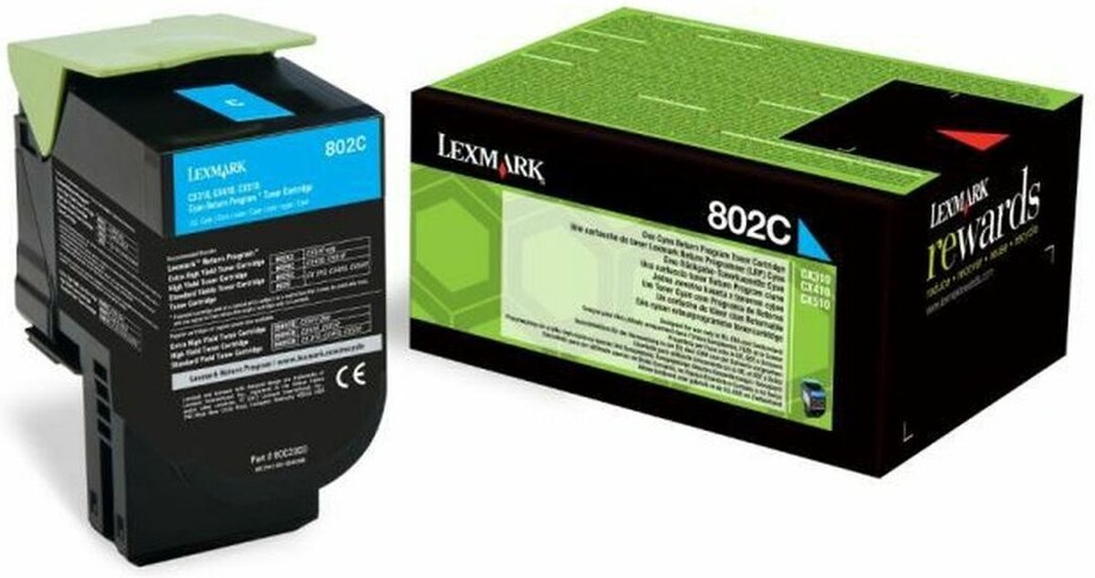 Lexmark Return Program toner 802, 1.000 pagina's, OEM 80C20C0, cyaan