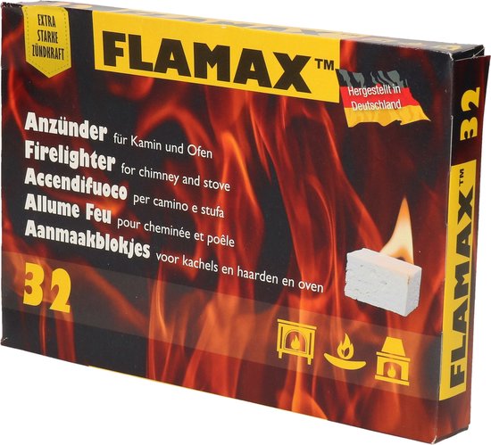 Lot De 32 Allume-feu Flamax - Pour Cheminée, Poêle Et Barbecue