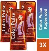 Teinture pour cheveux - L'OREAL Paris - Mousse - Sparkling Copper Red - Color Pulse - Coloration concentrée - Value Pack - 3 x 50 ml