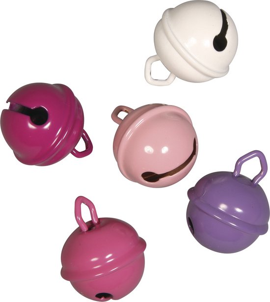 5x Metalen belletjes roze mix 19 mm hobby/knutsel benodigdheden - Kattenbellen - Hobby- en Knutselmateriaal