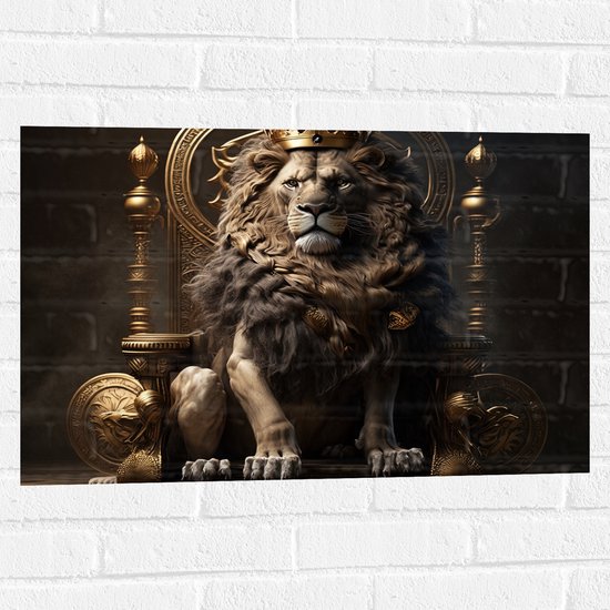 Muursticker - Leeuw op Troon - 75x50 cm Foto op Muursticker