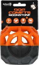 Dog Comets Moonstone Treat cube jouet pour chien - Jouet pour chien durable - Jouet pour chien avec couineur - Balle de friandises pour chiens - Orange - 10x9x9cm