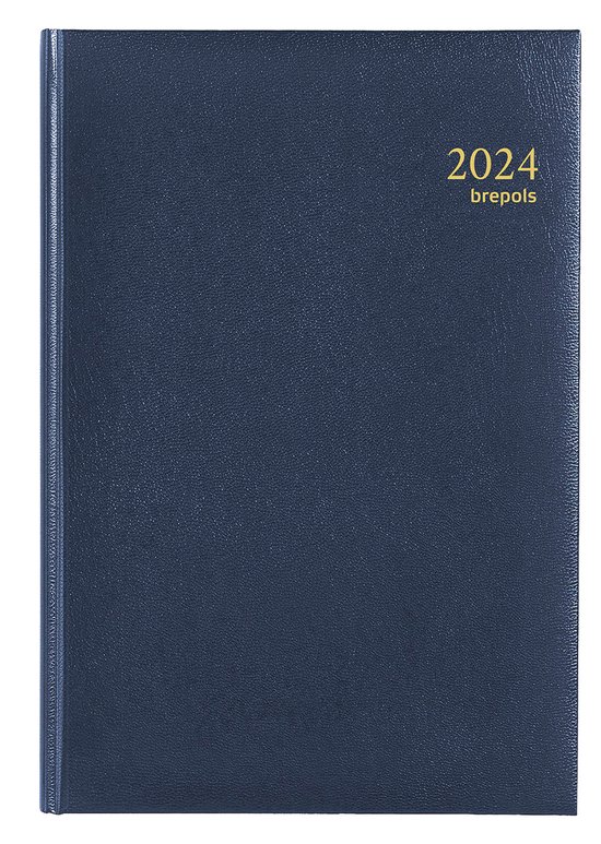 Brepols Agenda 2024 • Minister • Uitgestanste maandtabs • Lima Kunstleder • 14,8 x 21 cm • Blauw
