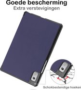 Hoes Geschikt voor Lenovo Tab M9 Hoes Book Case Hoesje Luxe Trifold Cover Met Screenprotector - Hoesje Geschikt voor Lenovo Tab M9 Hoesje Bookcase - Donkerblauw