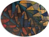PVC Schuimplaat Ovaal - Patroon van Verschillende Kleuren Drie- en Vierhoeken - 56x42 cm Foto op Ovaal (Met Ophangsysteem)