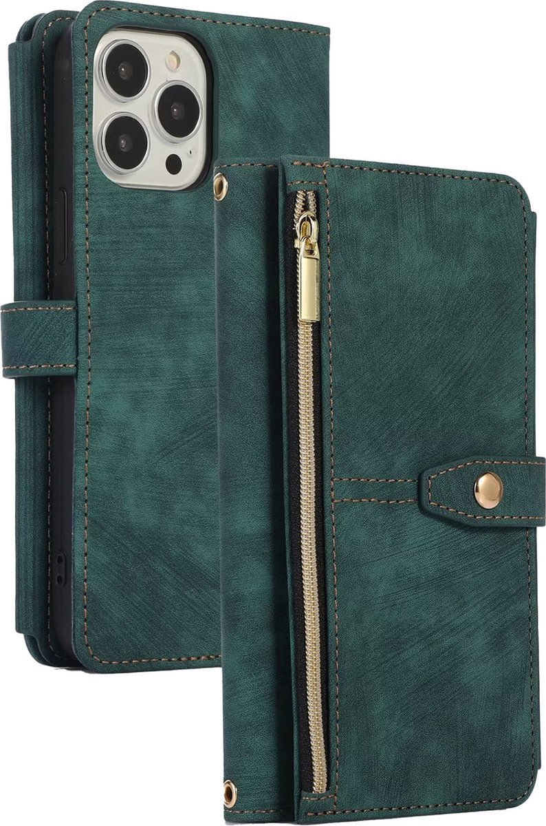 Hoesje geschikt voor Xiaomi 11T Pro - Bookcase - Koord - Pasjeshouder - Portemonnee - Kunstleer - Donkergroen