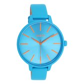 OOZOO Timepieces - Neon blauwe OOZOO horloge met felblauwe leren band - C11182