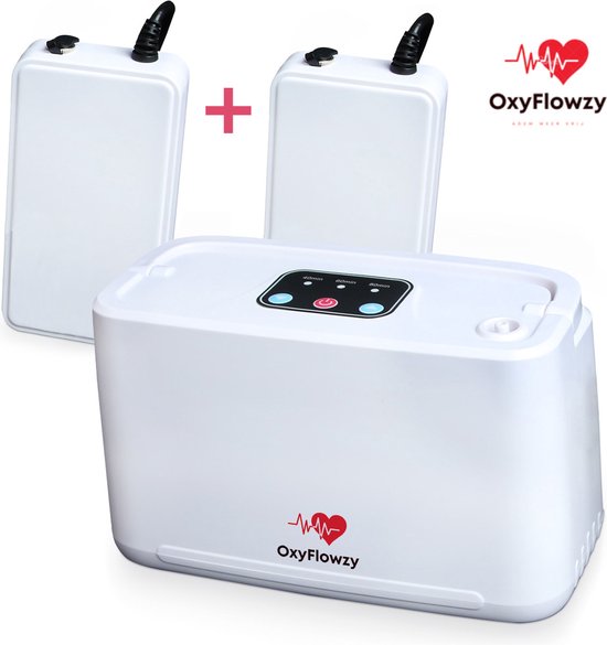 OxyFlowzy Draagbare Mini Zuurstofconcentrator - Extra Accu - Zuurstof Apparaat Draagbaar 3L – Oplaadbaar - met Schoudertas – Makkelijk Meenemen