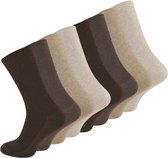 8 pack Diabetes sokken - Niet Knellend - Zonder elastische boord - Bruin Mix - Maat 39-42