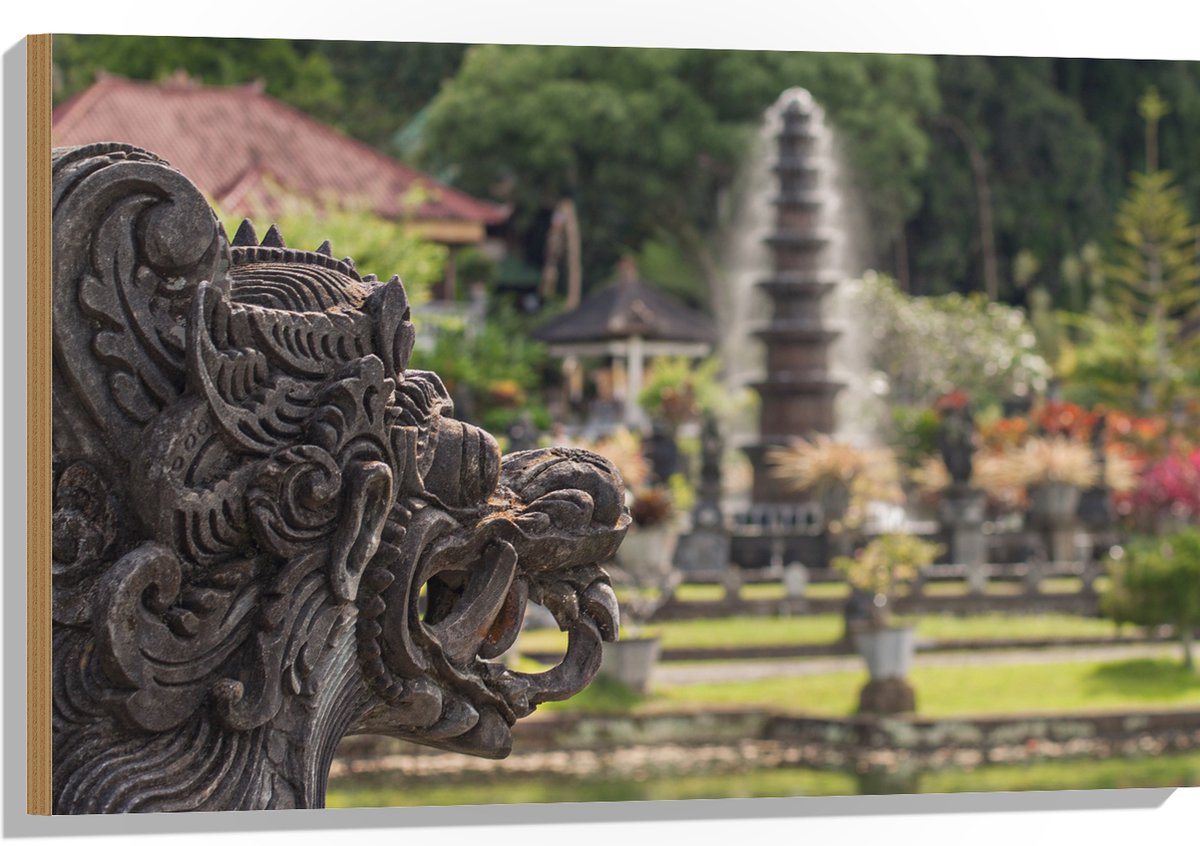 Hout - Beelden en Fonteinen in Bali - 90x60 cm - 9 mm dik - Foto op Hout (Met Ophangsystee