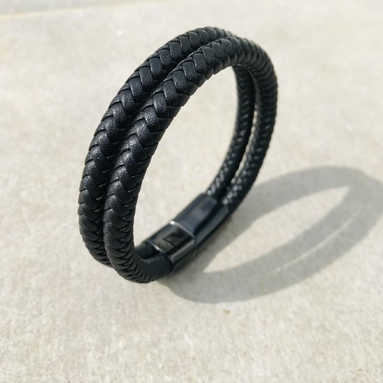 Basis Gevlochten Leren Armband Dames Mannen Roestvrij