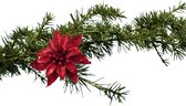 Cosy and Trendy kerstboomversiering bloem op clip - rood - 8 cm - glitters