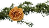 Cosy and Trendy décoration de sapin de Noël fleur rose - 2x - sur clip - doré - 9 cm