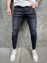 Mannen Stretchy Ripped Skinny Jeans Vernietigd Hole Slim Fit Denim Hoge Kwaliteit Jeans - W40