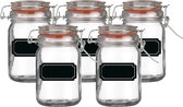 Bocal/pot de conservation Weck - 10x - 250 ml - verre - avec fermeture à clip - étiquettes incluses