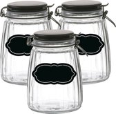 Pot/pot de conservation Weck - 4x - 1,5L - verre - avec fermeture à clip - avec étiquettes