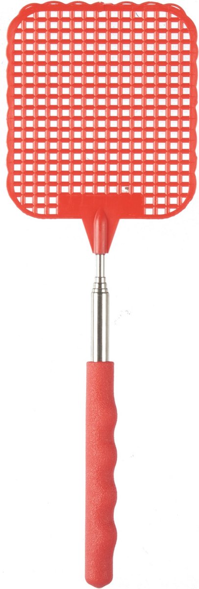 Ibergarden Vliegenmepper compact - Uitschuifbaar tot 60 cm - rood - Insecten killer