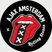 Ajax Schilderij - Rolling Stones - Voetbal - Muurcirkel - Poster - Wanddecoratie op Aluminium (Dibond) - 60x60cm - Inclusief Gratis Ophangsysteem