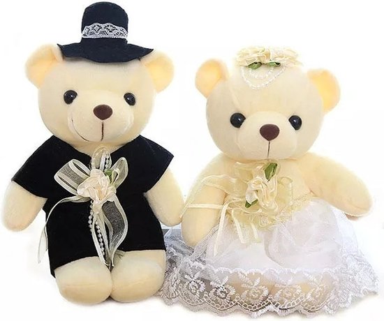 Beren bruidspaar 25 cm - bruiloft - beer - knuffel - trouwen - huwelijk -  bruiloft -... | bol.com
