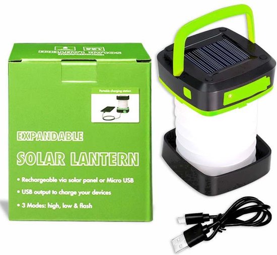 EP Goods - Éclairage de jardin à l'énergie solaire - Lampe d'ambiance suspendue - Hauteur et luminosité réglables - Vert
