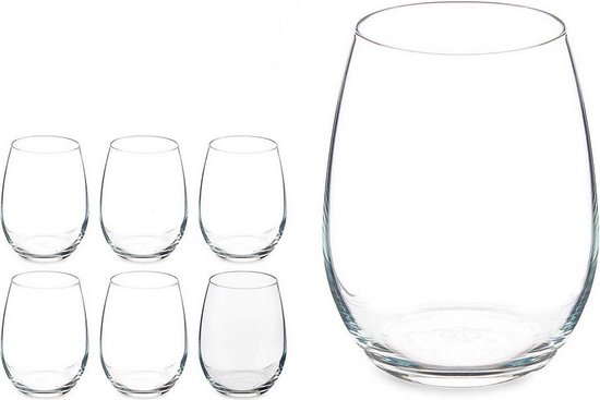 Wijnglas Waterval klassiek ribbel - Set van 6 - 350 ml – Cozy & Casa